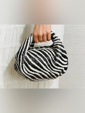 Black & White Zebra Print Hobo Bag